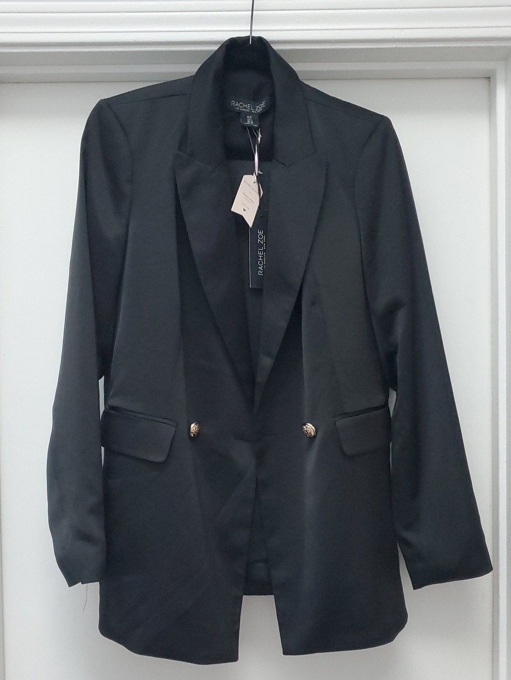 Rachel Zoe Black Double-Breasted Satin Lapel Blazer & matching pants